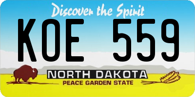 ND license plate KOE559