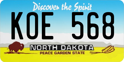 ND license plate KOE568