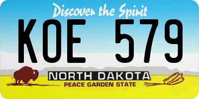 ND license plate KOE579