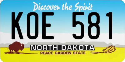 ND license plate KOE581