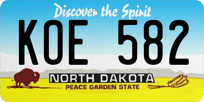 ND license plate KOE582