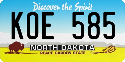 ND license plate KOE585