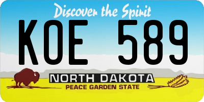 ND license plate KOE589