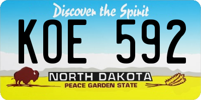ND license plate KOE592