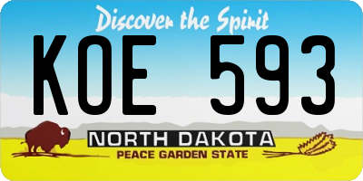 ND license plate KOE593