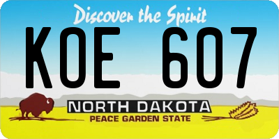 ND license plate KOE607