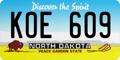 ND license plate KOE609