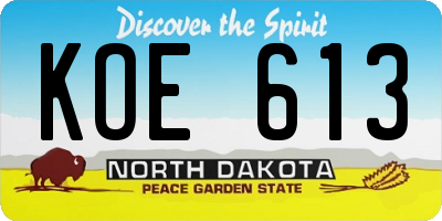 ND license plate KOE613