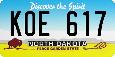 ND license plate KOE617