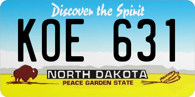 ND license plate KOE631