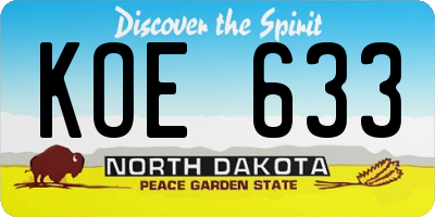 ND license plate KOE633