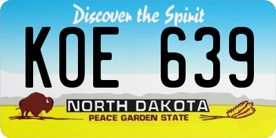 ND license plate KOE639