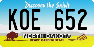 ND license plate KOE652