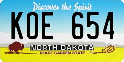 ND license plate KOE654