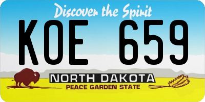 ND license plate KOE659