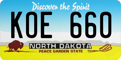 ND license plate KOE660