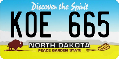 ND license plate KOE665