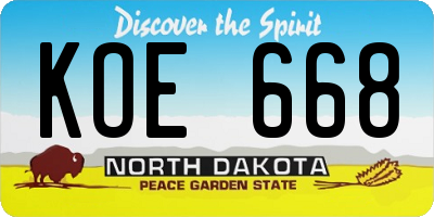 ND license plate KOE668