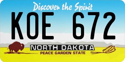 ND license plate KOE672