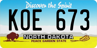 ND license plate KOE673