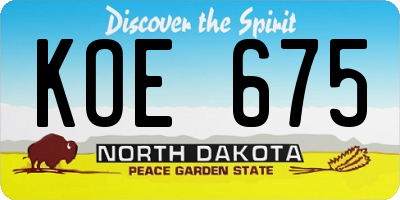 ND license plate KOE675