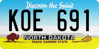 ND license plate KOE691