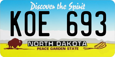 ND license plate KOE693