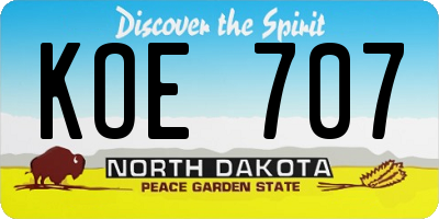 ND license plate KOE707