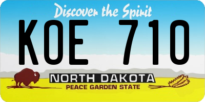 ND license plate KOE710