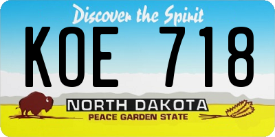 ND license plate KOE718
