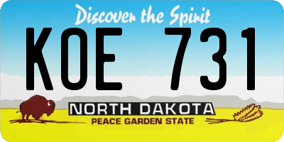 ND license plate KOE731