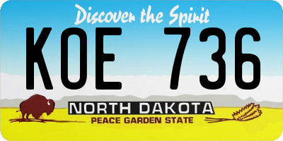 ND license plate KOE736