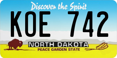 ND license plate KOE742