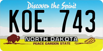 ND license plate KOE743