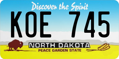 ND license plate KOE745
