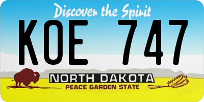 ND license plate KOE747