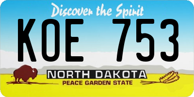 ND license plate KOE753