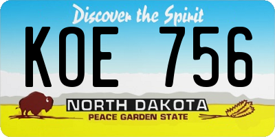 ND license plate KOE756