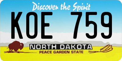 ND license plate KOE759
