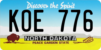 ND license plate KOE776