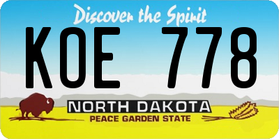 ND license plate KOE778