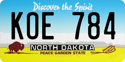 ND license plate KOE784