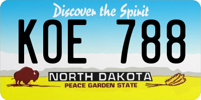 ND license plate KOE788