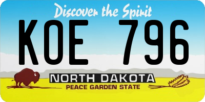 ND license plate KOE796