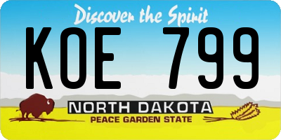 ND license plate KOE799