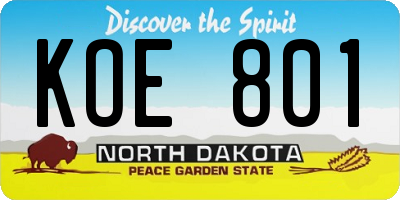 ND license plate KOE801