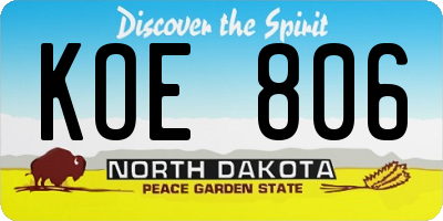 ND license plate KOE806