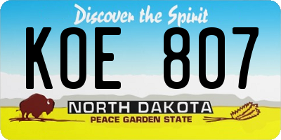 ND license plate KOE807