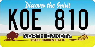 ND license plate KOE810
