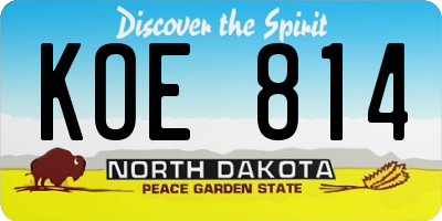 ND license plate KOE814